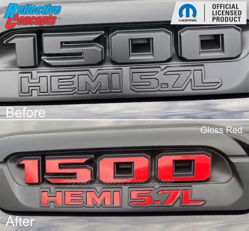 1500 HEMI 5.7L Hood Emblem Overlay Decals