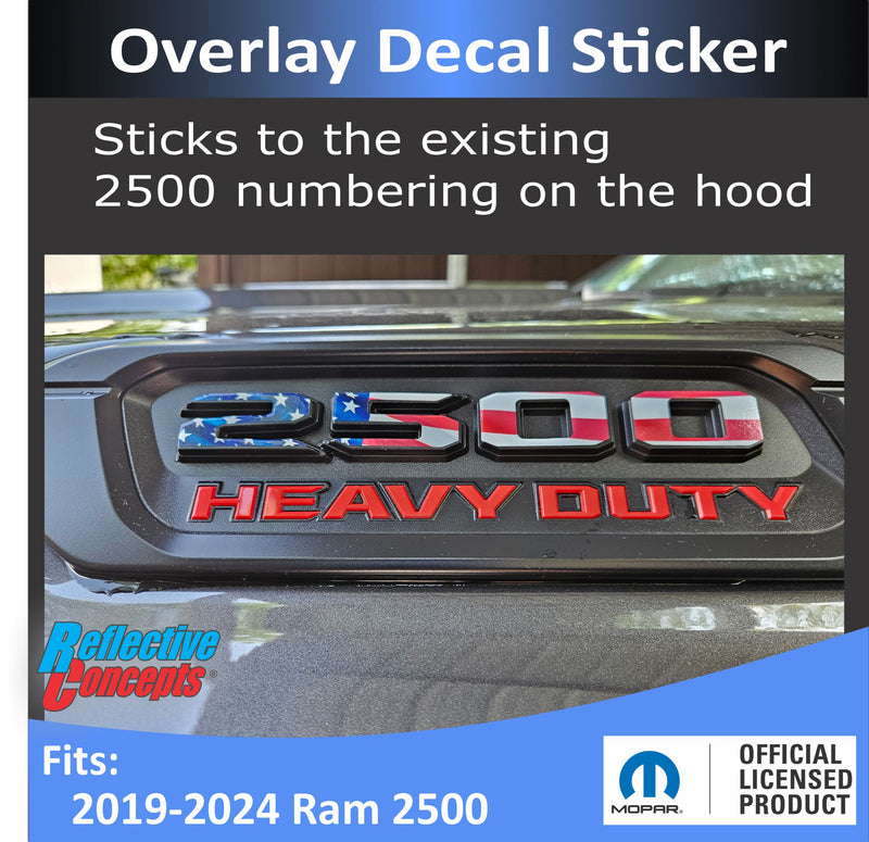 2500 Hood Emblem Number Overlay Decals - 2019 -2024 Ram 2500