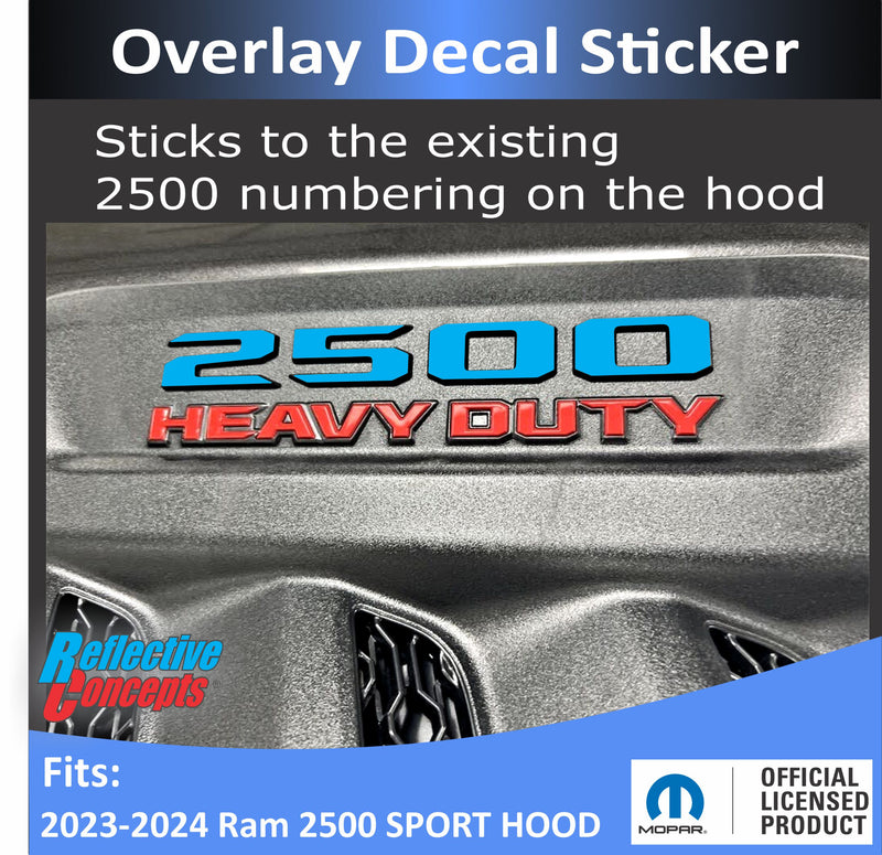 2500 Sport Performance Hood Emblem Number Overlay Decals - 2023-2024 Ram 2500 Laramie, Rebel, Power Wagon