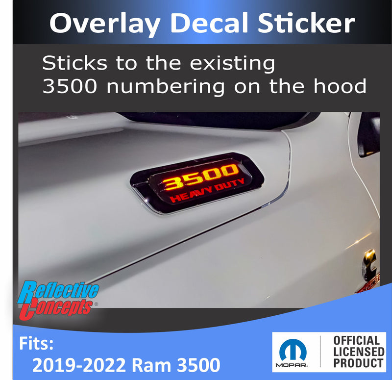 3500 Hood Emblem Number Overlay Decals - 2019-2022 Ram 3500