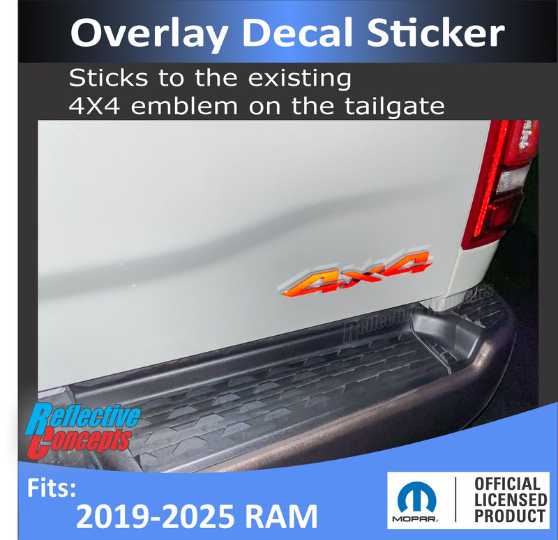 4x4 Emblem Overlay Decal - 2019-2025 Ram 1500, 2500, 3500