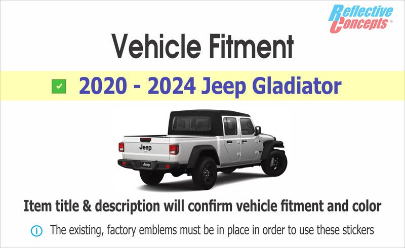 Tailgate JEEP Emblem Overlay Decals  - 2020-2024 Gladiator