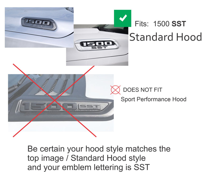 1500 SST Hood Emblem Overlay Decals - 2025 Ram 1500 Standard Output Hurricane