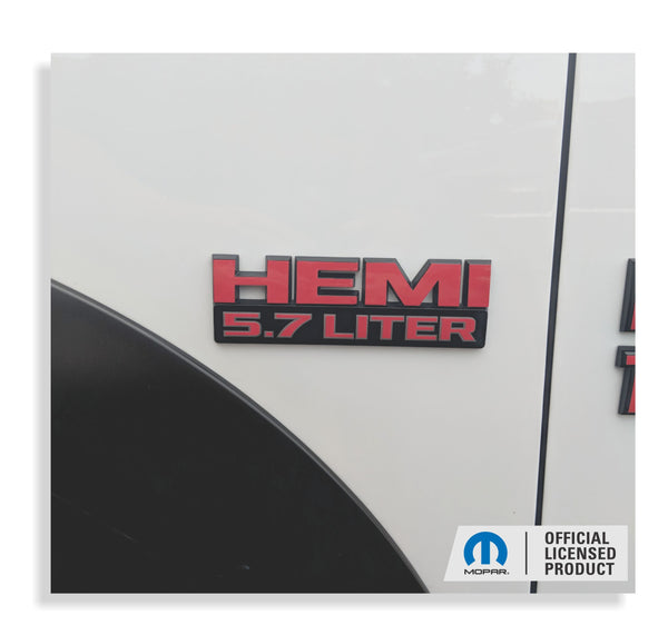 HEMI 5.7 LITER Emblem Overlay Decals - 2013-2018 Ram