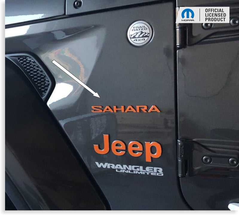 SAHARA Fender Emblem Overlay Decals  - 2018-2024 Wrangler JL Sahara