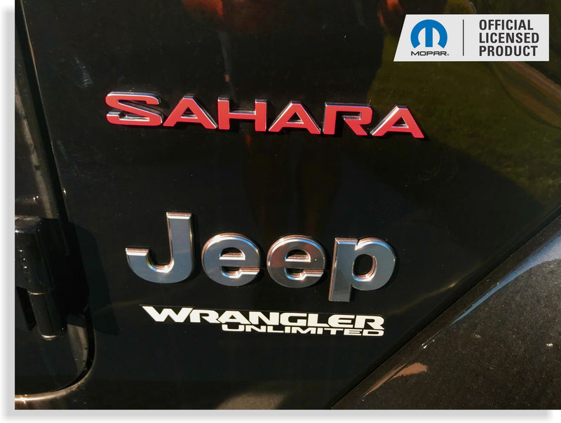 SAHARA Fender Emblem Overlay Decals  - 2018-2024 Wrangler JL Sahara