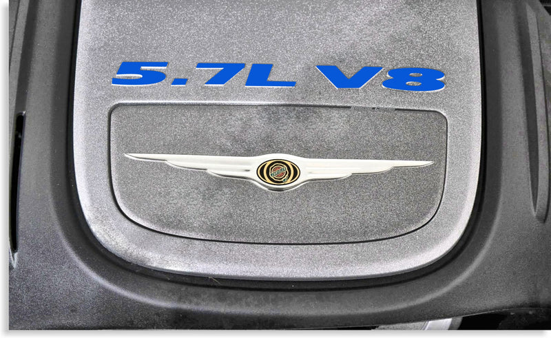 5.7L V8 Engine Cover Letter Overlay Decals - 05-08 Chrysler 300C