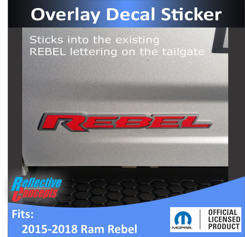 REBEL Tailgate Emblem Inlay Decal   - 2015-2018 Ram Rebel