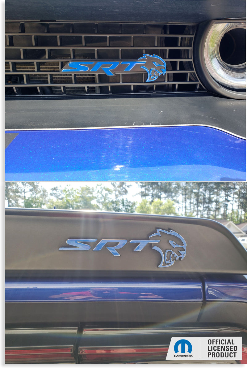 SRT Front and Rear Emblem Overlay Decals - 18-23 Challenger SRT Hellcat