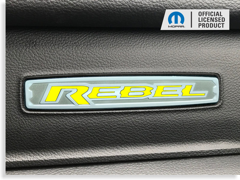 REBEL Glove Box Inlay Decal  - 2019 2020 2021 2022 2023 2024 Ram 1500 Rebel