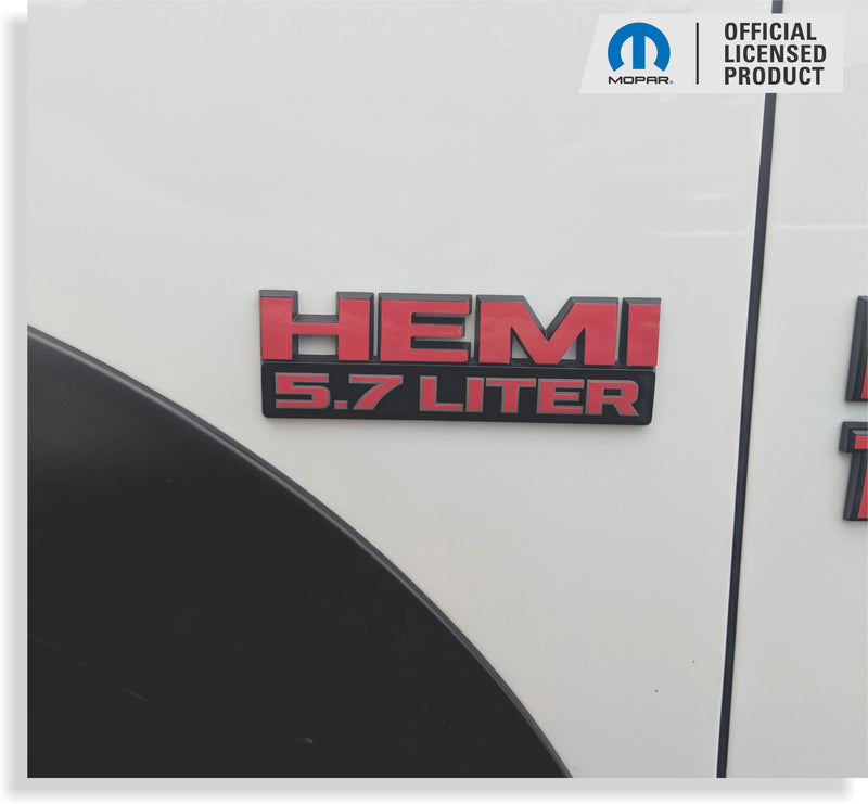 HEMI 5.7 LITER Emblem Overlay Decals - 2013-2018 Ram