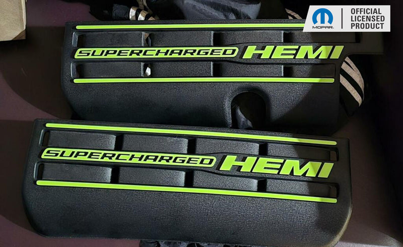 Supercharged Hemi Engine Cover Overlay Decals - Grand Cherokee Trackhawk