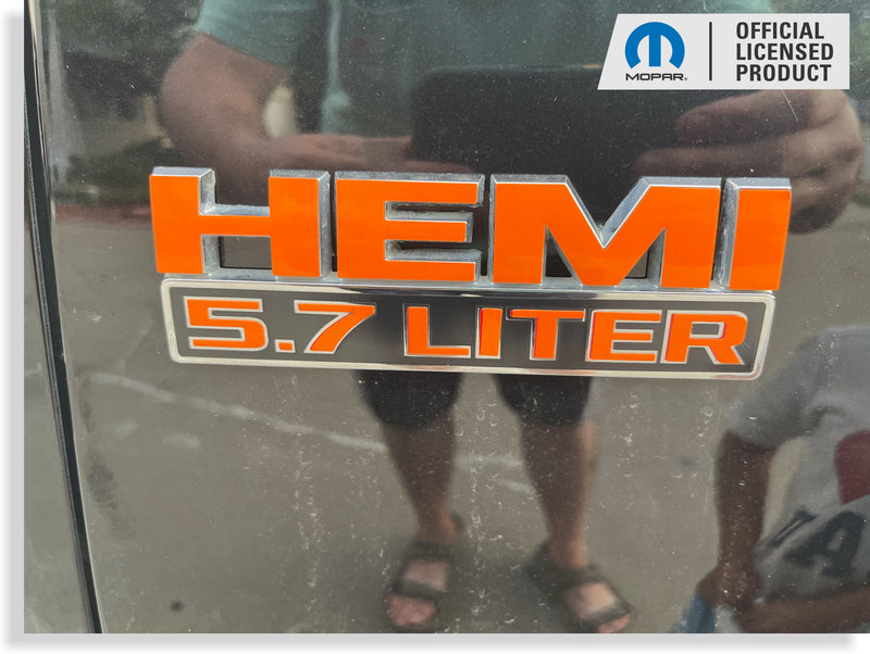 HEMI 5.7 LITER Emblem Overlay Decals - 2013-2018 Ram