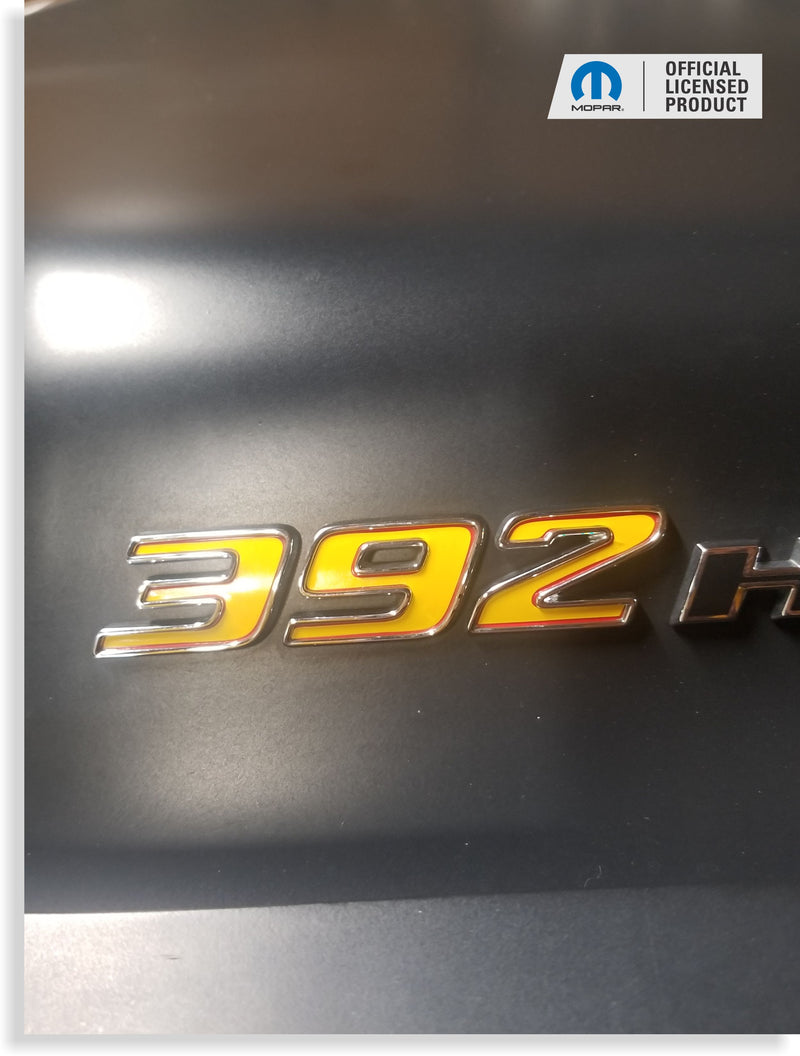 392 HEMI Scoop Emblem Overlay Decals (pair)  - 2015-2018 Challenger R/T Scat Pack 392 Shaker