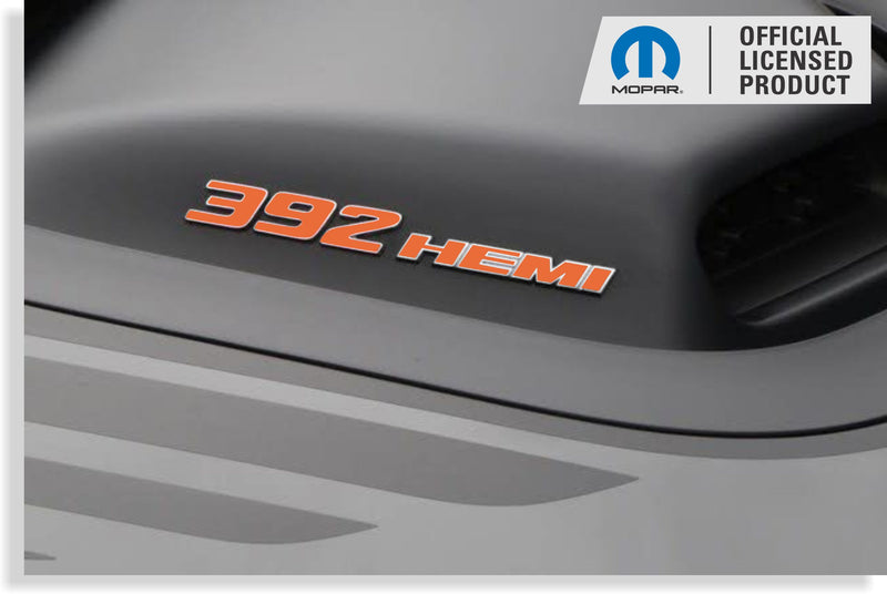 392 HEMI Scoop Emblem Overlay Decals (pair)  - 2015-2018 Challenger R/T Scat Pack 392 Shaker