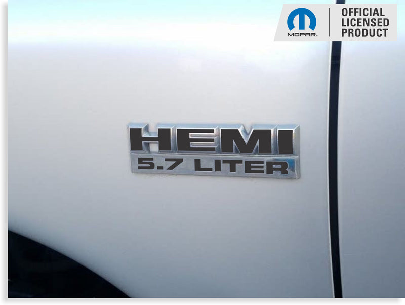 HEMI 5.7 LITER Emblem Overlay Decals - 2006-2012 Ram